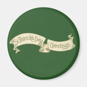 Vintage St. Patrick's Day Greetings Golden Banner Magnet