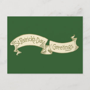 Vintage St. Patrick's Day Greetings Golden Banner Postcard