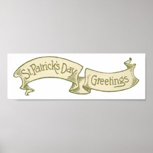 Vintage St. Patrick's Day Greetings Golden Banner Poster