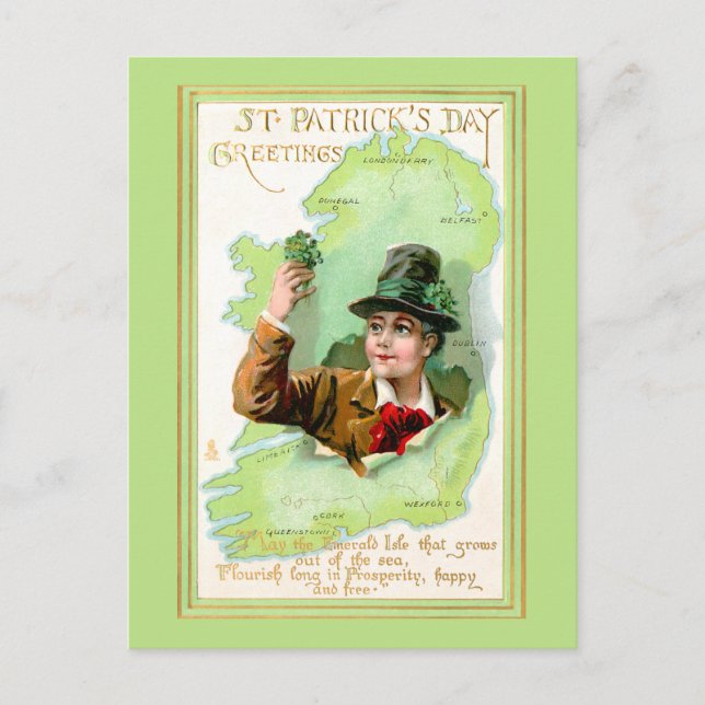 Vintage St. Patrick's Day Greetings Postcard (Front)
