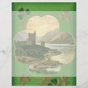 Vintage St. Patricks Day Greetings Shamrock Castle