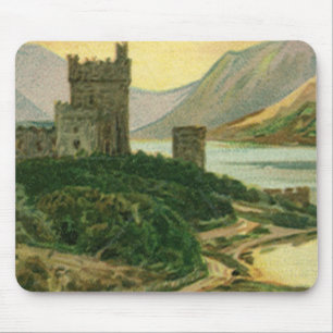 Vintage St. Patricks Day Greetings Shamrock Castle Mouse Mat