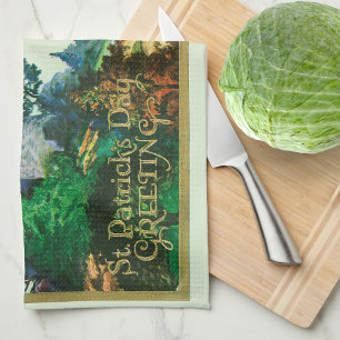 Vintage St. Patrick's Day Greetings With Castle Tea Towel