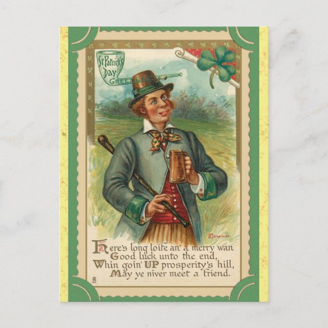 Vintage St Patricks Day Irish Poem Postcard (Front)