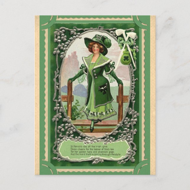 Vintage St Patricks Day Irish Poem Postcard (Front)
