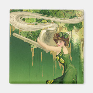 Vintage St. Patrick's Day, Lady Pipe Smoke Swirls Magnet