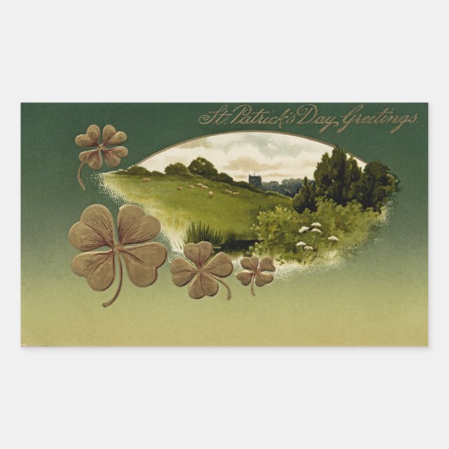 Vintage St Patrick's Day Rectangular Sticker (Front)