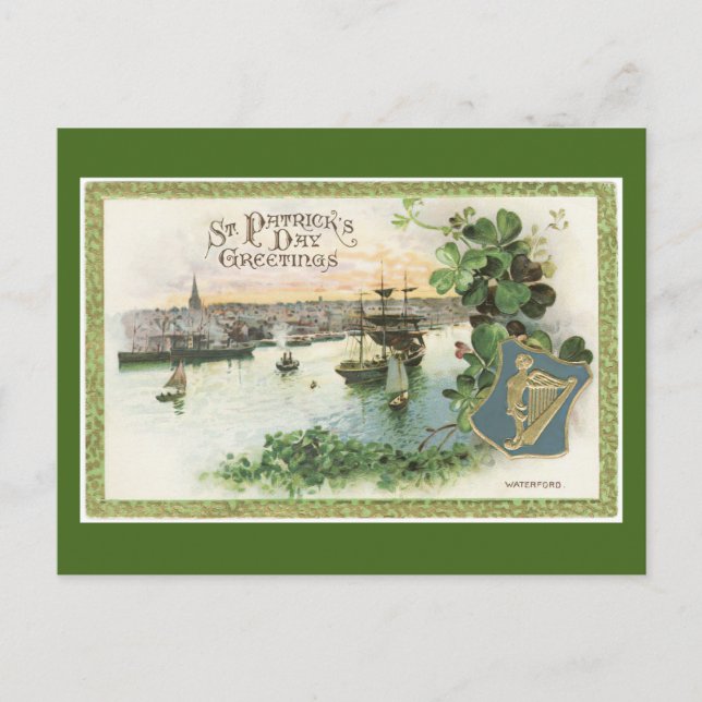 Vintage St. Patrick's Day River Scene Postcard (Front)