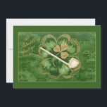 Vintage St. Patrick's Day Shamrock and Pipe Holiday Card<br><div class="desc">Colourful and festive traditional St. Patrick's Day greeting featuring green and gold shamrocks,  clay pipe and greeting on green floral background.</div>