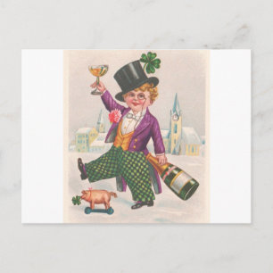 Vintage St Patricks Day Shamrock Champagne Postcard