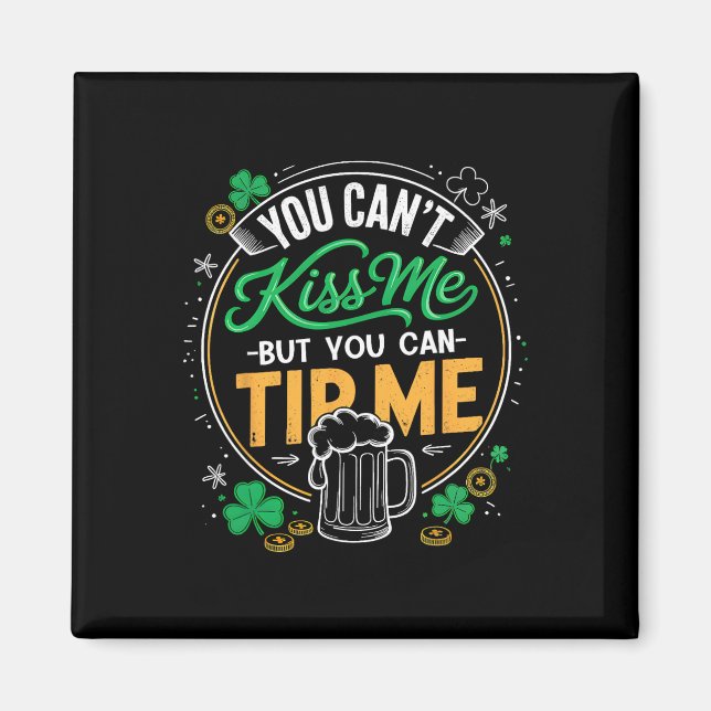 Vintage St Patrick's Day Shamrock Waitress Rtender Magnet (Front)