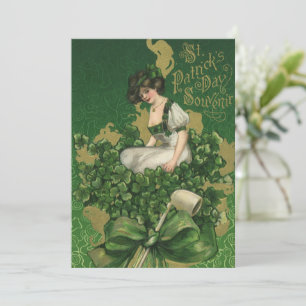 Vintage St. Patrick's Day Souvenir, Irish Lass Card