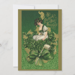 Vintage St. Patrick's Day Souvenir, Irish Lass Card
