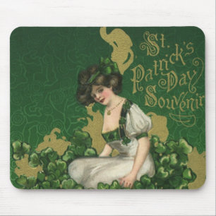 Vintage St. Patrick's Day Souvenir, Irish Lass Mouse Mat