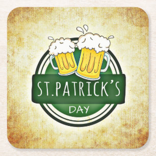 Vintage St Patrick's Day Square Paper Coaster