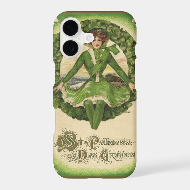 Vintage St. Patrick's Day, Wreath with Irish Lass (Back)