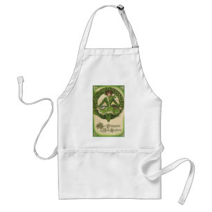 Vintage St. Patrick's Day, Wreath with Irish Lass Standard Apron