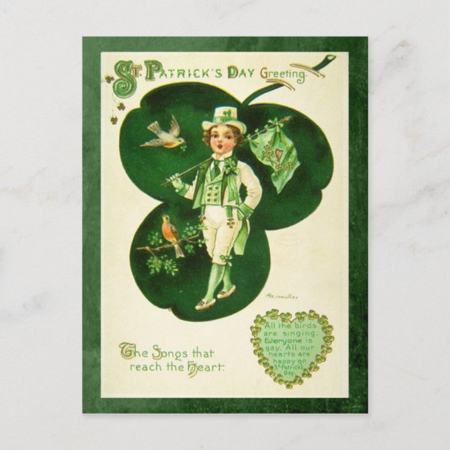 Vintage St Patrick's Greeting Postcard (Front)