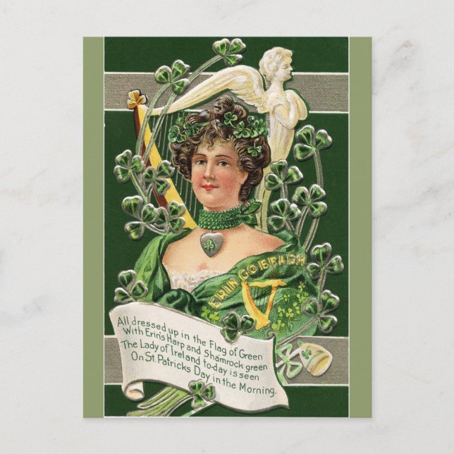 Vintage St Patrick's Lady of Ireland Postcard (Front)