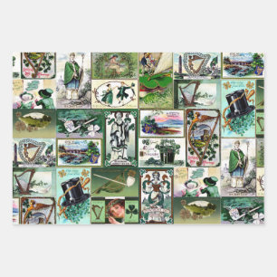 Vintage St Patrick's Wrapping Paper Sheet