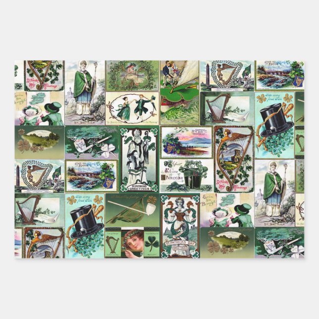 Vintage St Patrick's Wrapping Paper Sheet (Front)