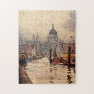 Vintage St. Paul's Cathedral Thames London England Jigsaw Puzzle
