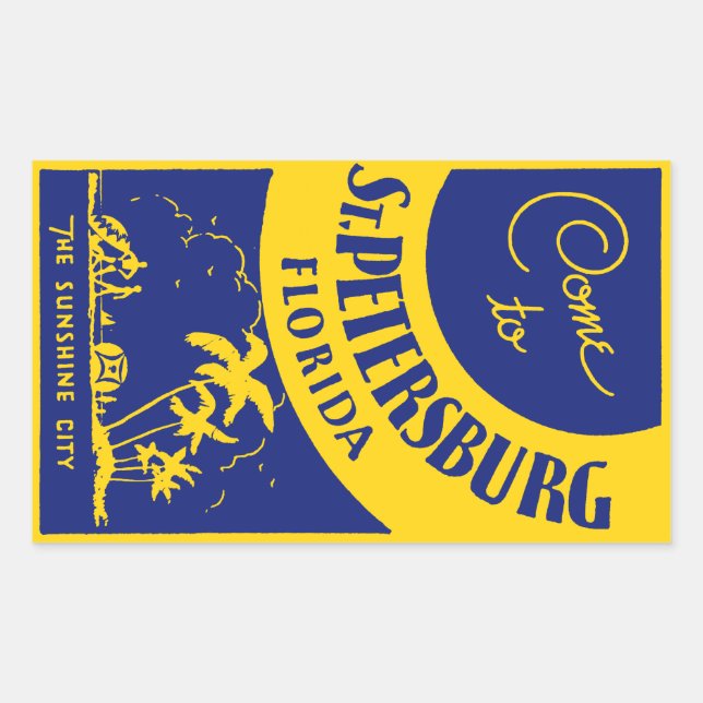 Vintage St. Petersburg Florida Rectangular Sticker (Front)