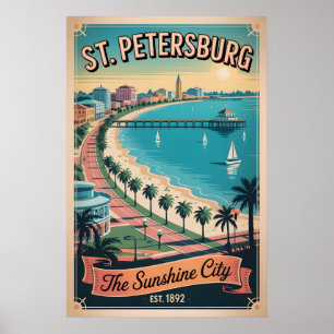 Vintage St. Petersburg Florida Retro Travel Poster