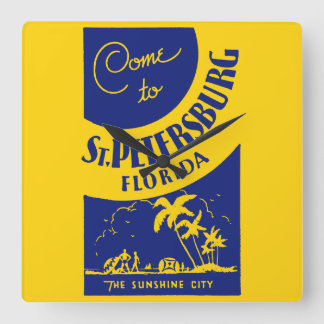 Vintage St. Petersburg Florida Square Wall Clock