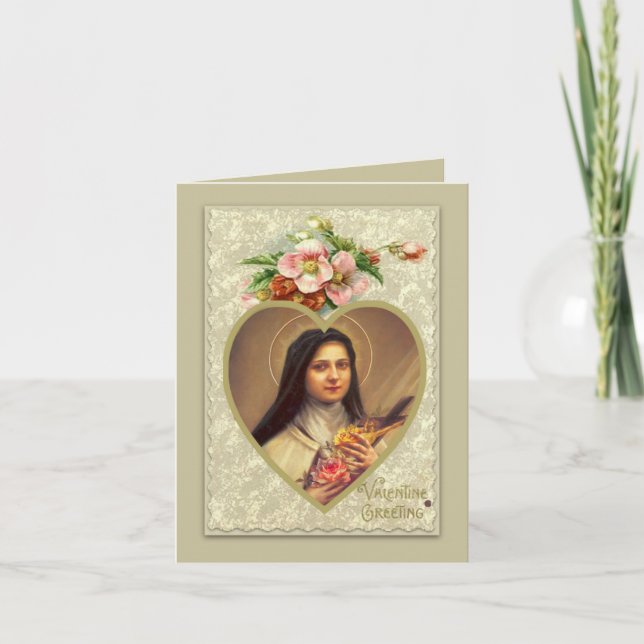 Vintage St. Therese Card Valentine Greeting (Front)