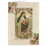 Vintage St. Therese Religious Pink Roses
