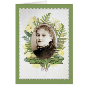 Vintage St. Therese Young Girl w floral frame