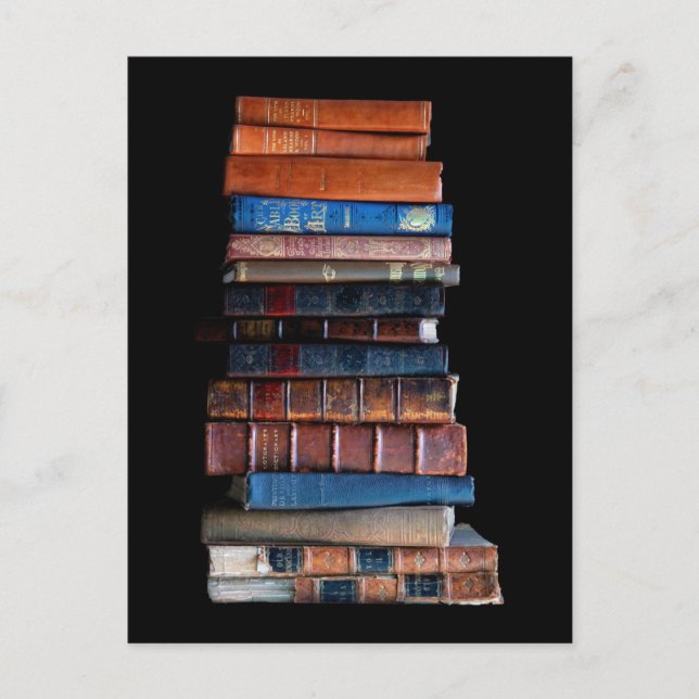 VIntage Stack of Old Books Postcard (Front)