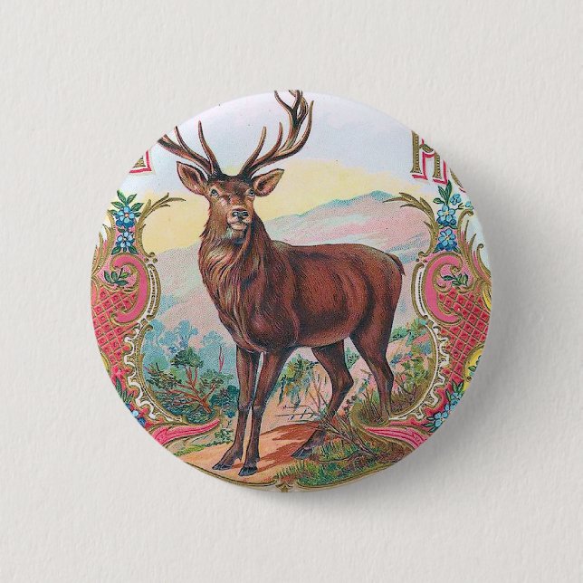 Vintage Stag 6 Cm Round Badge (Front)