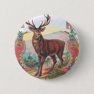 Vintage Stag 6 Cm Round Badge