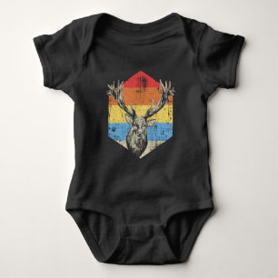 Vintage Stag Art Forest Hunting Baby Bodysuit