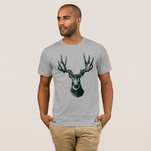 Vintage Stag Black and White Illustration T-Shirt