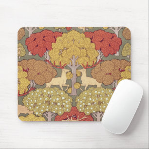 Vintage Stag Deer Forest Sage Green Pattern Mouse Mat