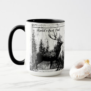 Vintage Stag Deer World's Best Dad, Father Mug