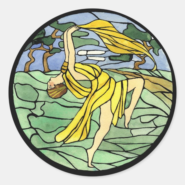 Vintage Stained Glass Dancer Stickers (Front)