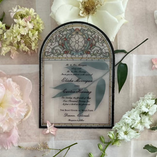 Vintage Stained Glass Effect Wedding Acrylic Invitations