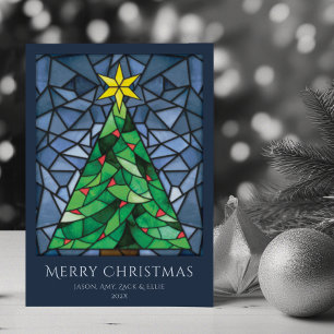 Vintage Stained Glass Happy Holidays Holiday Card
