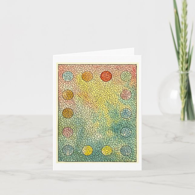 Vintage Stained Glass Mosaic Note Card (Front)