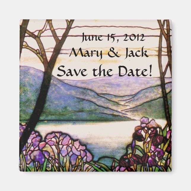Vintage Stained Glass Save the Date Magnet (Front)