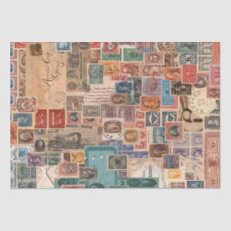 Vintage Stamp Collage Shabby Chic Decoupage Tissue Paper