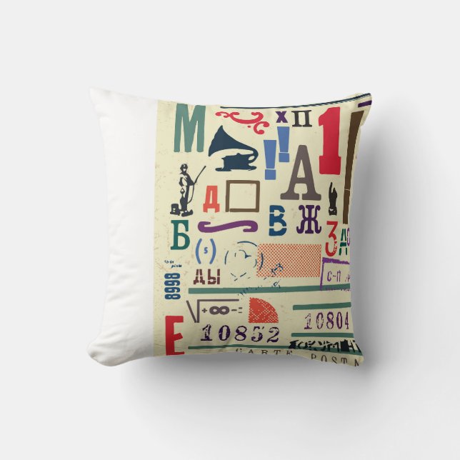 Vintage Stamp: Document Decor Cushion (Front)