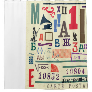 Vintage Stamp: Document Decor Shower Curtain
