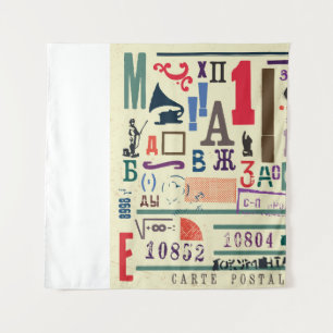 Vintage Stamp: Document Decor Tapestry
