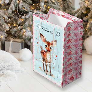 Vintage Stamp Kitsch Reindeer Retro Name Christmas Medium Gift Bag