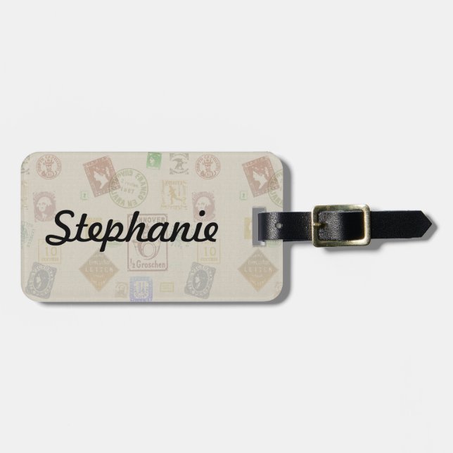 Vintage Stamp Luggage Tag (Front Horizontal)